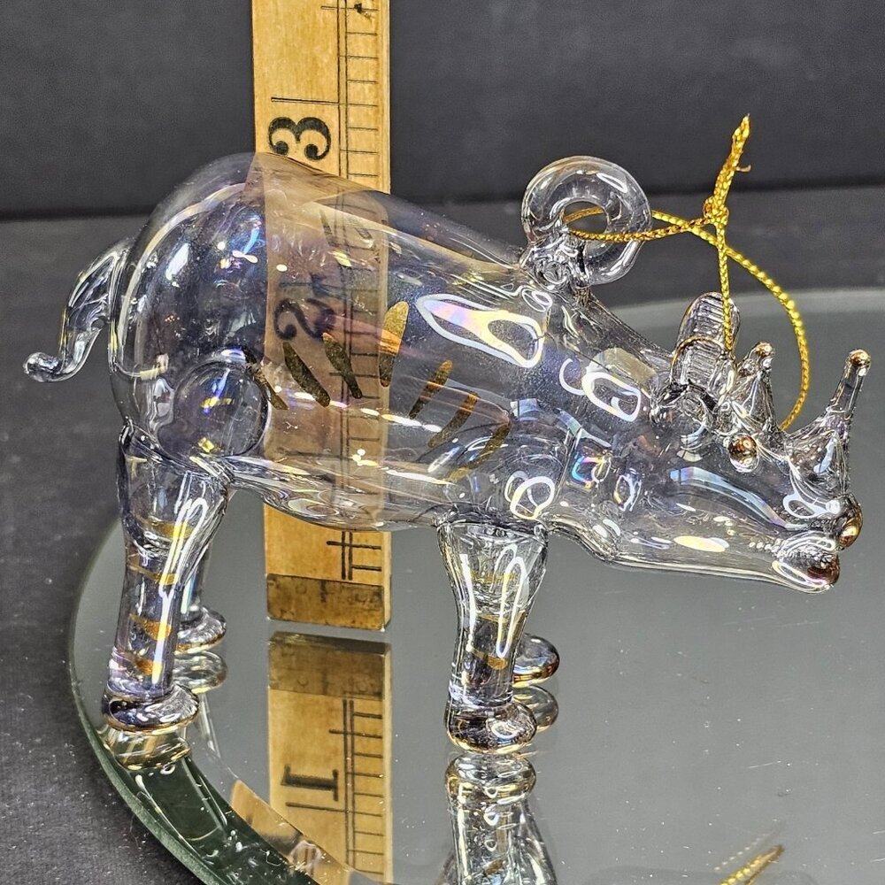 Christmas Ornament Rhino Rhinoceros Figurine Blown Glass Handmade Germany - Picture 13 of 13